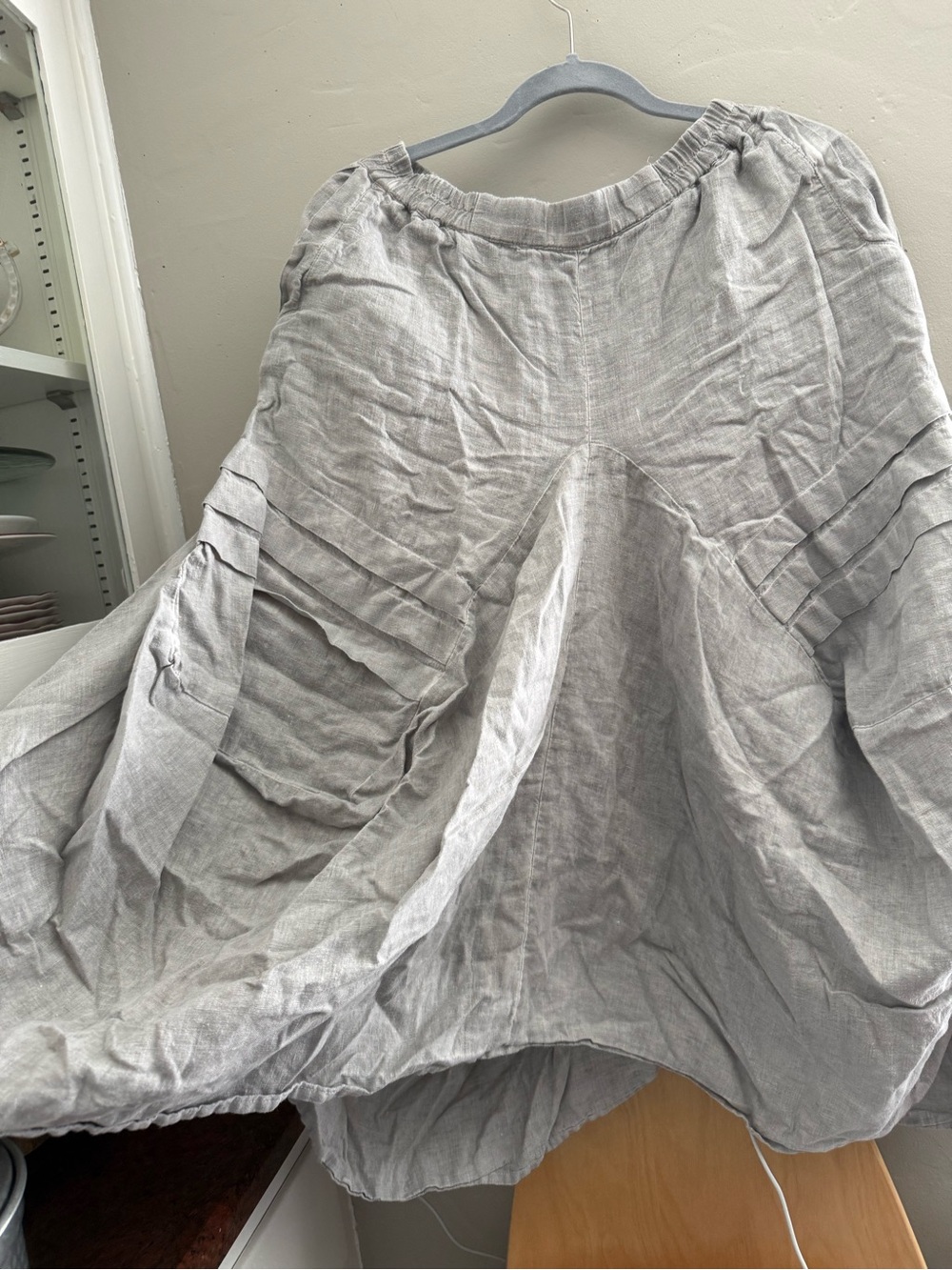 Grizas Light Gray Relaxed Linen Women’s  Skirt - Picture 2 of 6